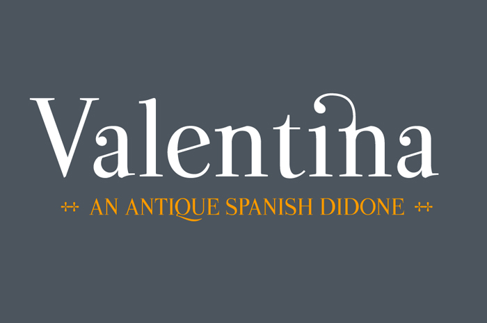 Interesting and free antique didone font: Valentina